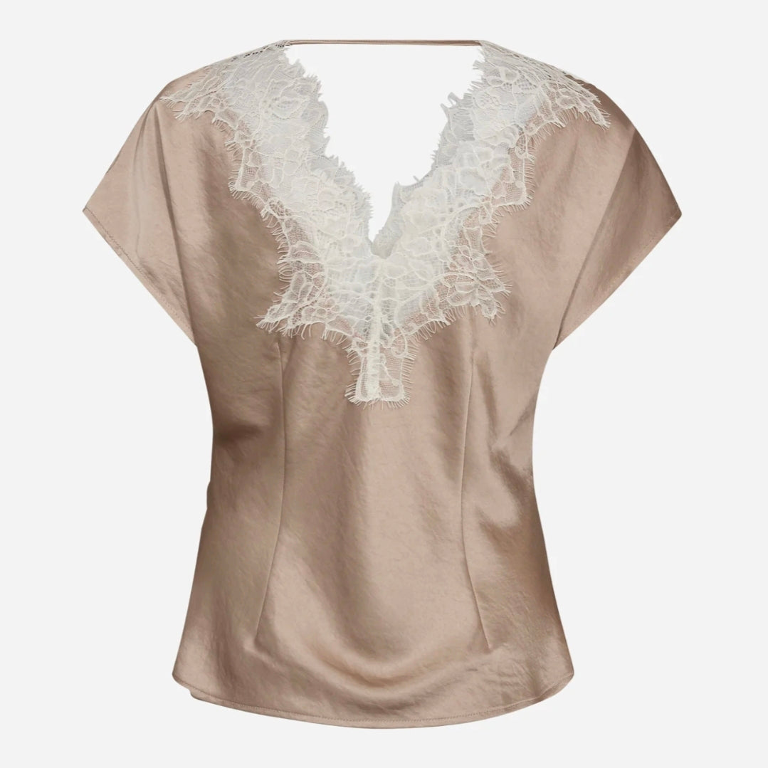 IdunCC Lace SS Blus - Bisquit