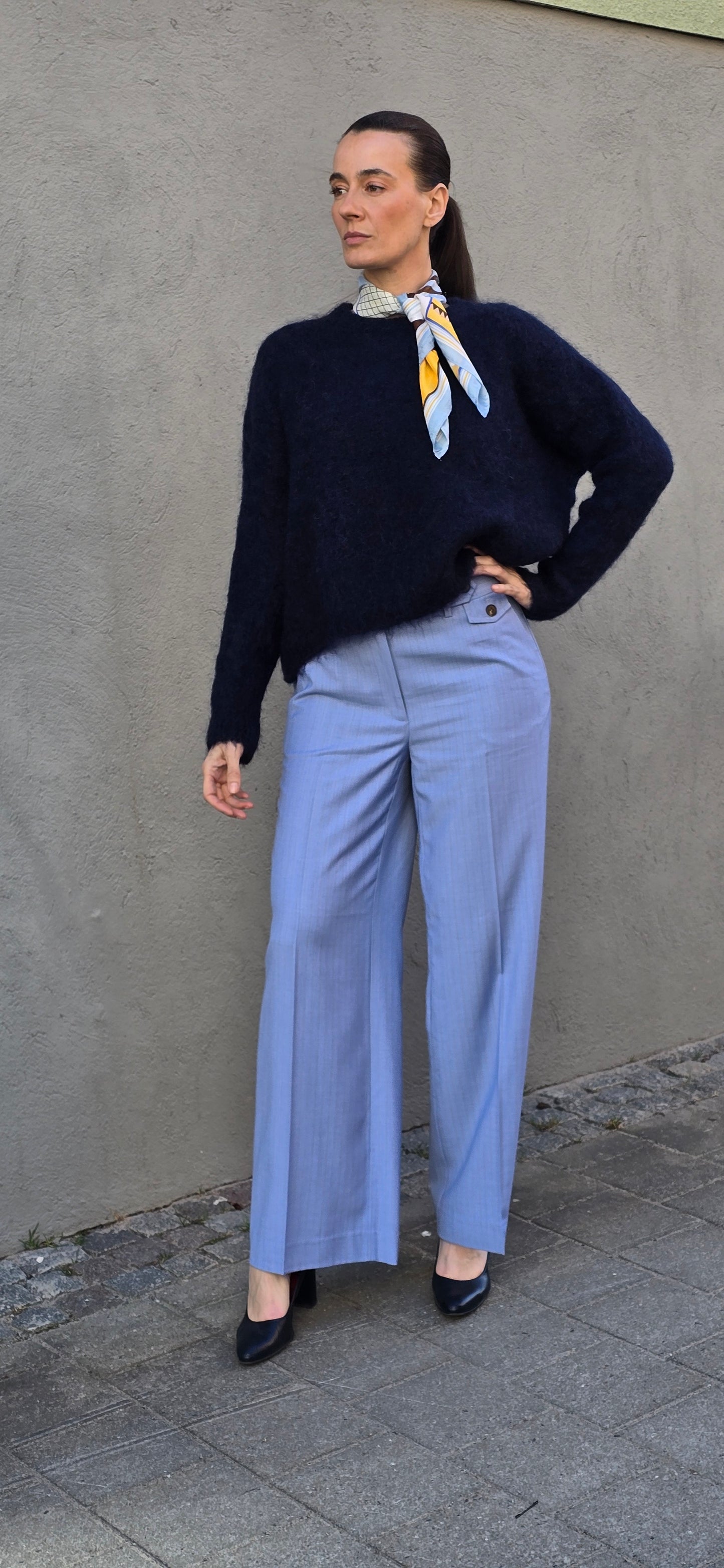 KianaCC Pin Pleat Pant - Pale Blue