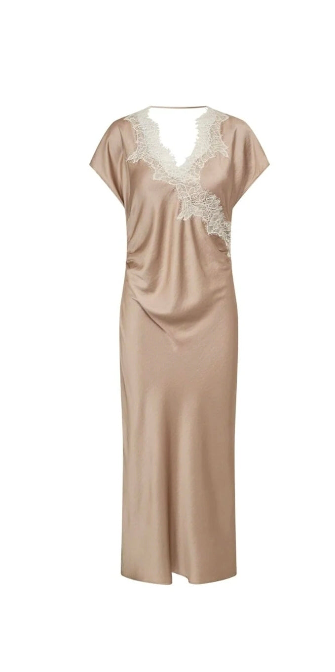 IdunCC Asym Lace Dress - Bisquit