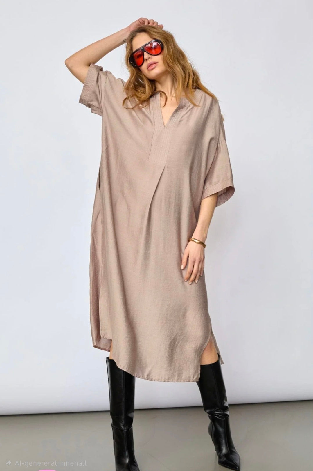 HeraCC Tunic V-Dress - Walnut