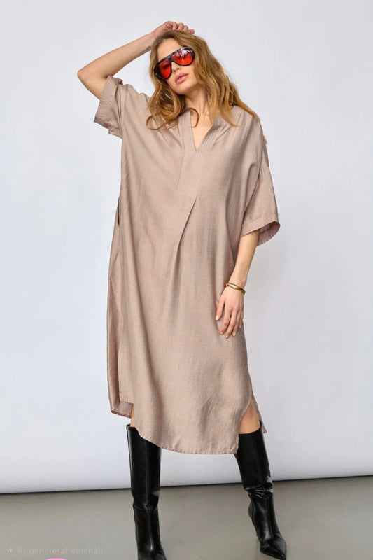 HeraCC Tunic V-Dress - Walnut