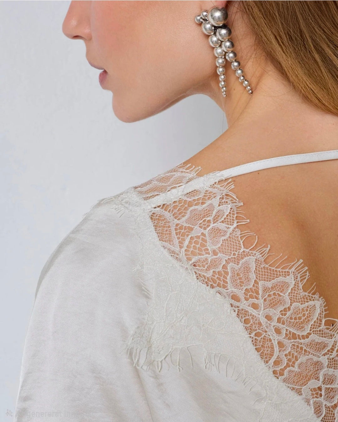IdunCC Lace SS Blus - Offwhite