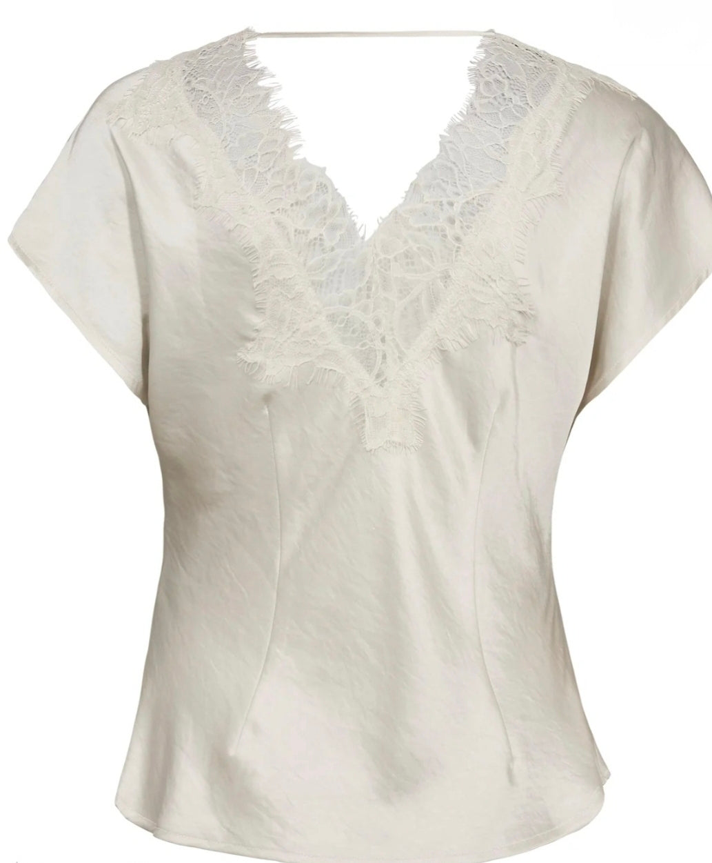 IdunCC Lace SS Blus - Offwhite