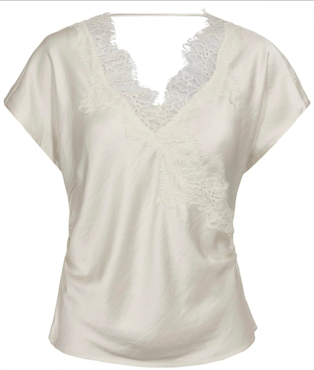 IdunCC Lace SS Blus - Offwhite