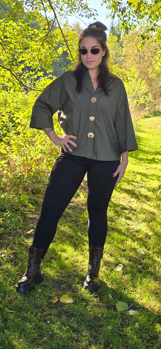 Augusta Big Gold Buttons - Army
