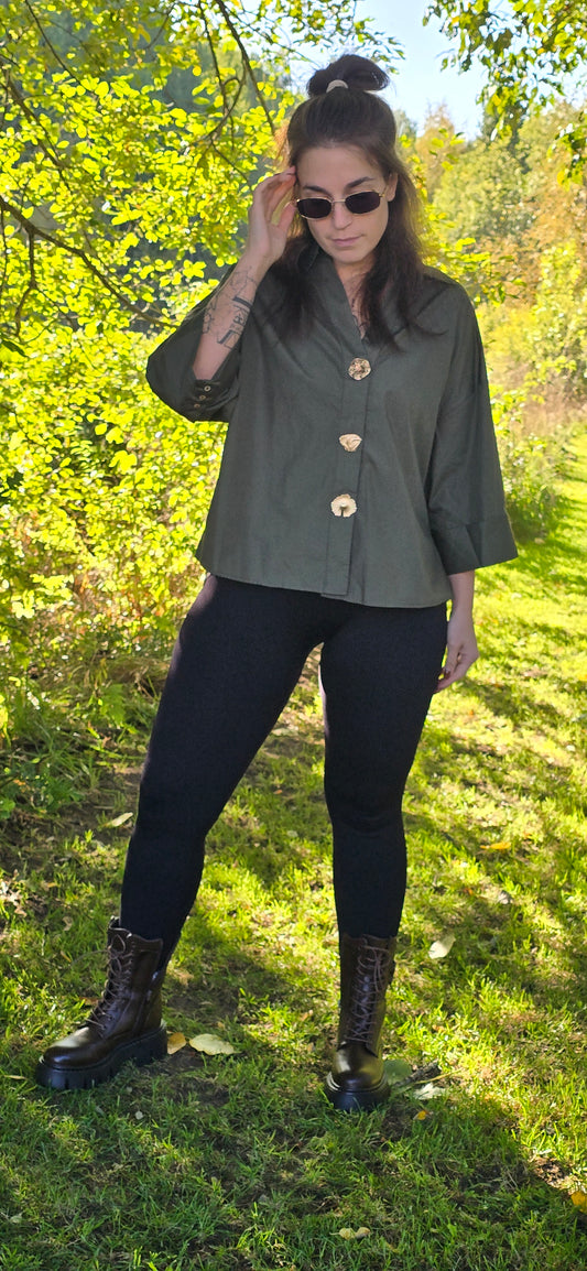 Augusta Big Gold Buttons - Army